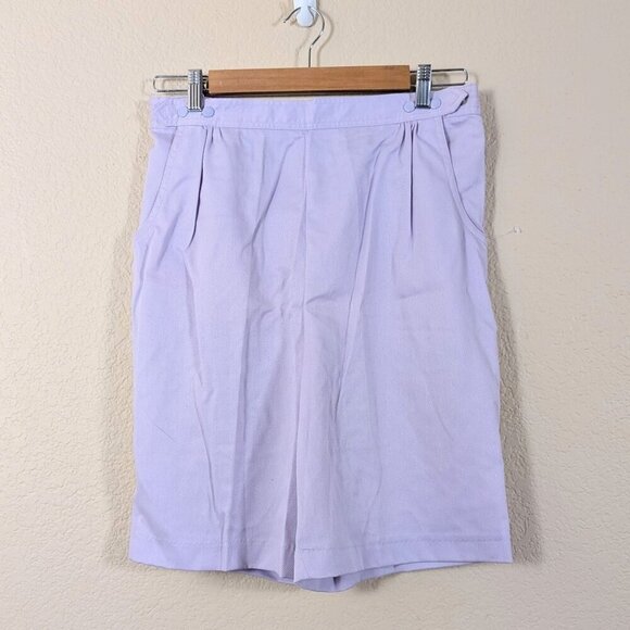 VTG 90s Lily's Of Beverly Hills Pastel Purple Dad 9" Shorts Modest Pockets sz 24 - Picture 1 of 9